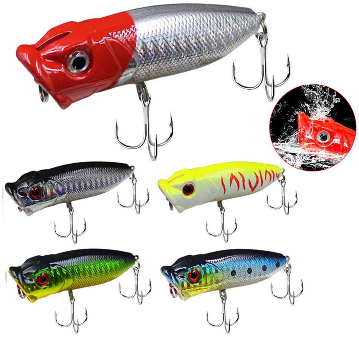 kunstaas 5 stuks - topwater vissen - hard kunstaas - ideaal voor forel en snoek - SnelShoppen