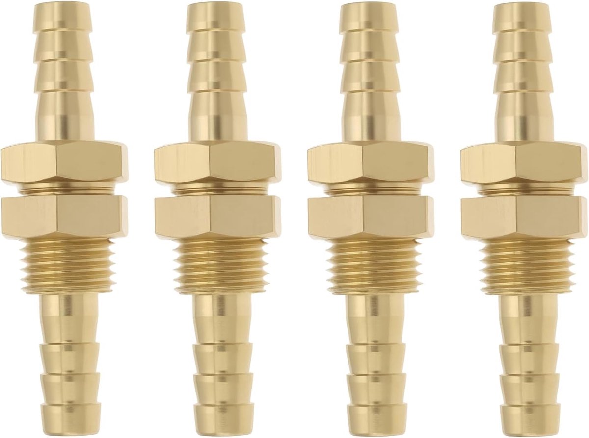 4X 6MM Messing Schot Dual Fitting Barb Pijp Slang Buis Connector Adapter voor Brandstof Water Lucht Boot Sanitair