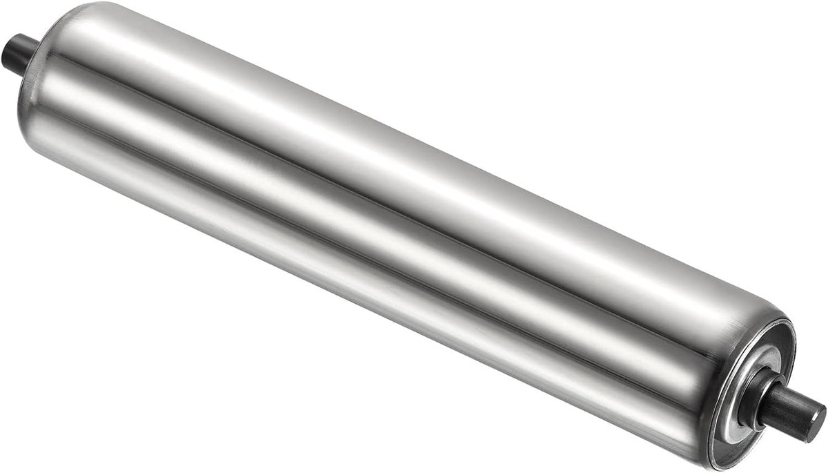 Transportband Roller 2" Diameter 14" Lengte, Roestvrij staal Zwaartekracht Transmissie Vervanging Deel Gegalvaniseerd Einde, Zilver