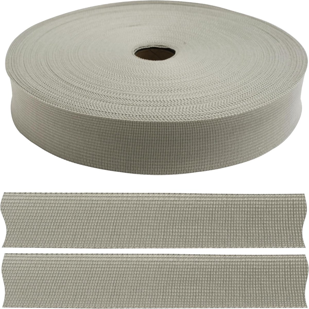 - C77567 - rol grosband van polyester, 50 meter x 30 mm - kleur lichtgrijs - rand kleding kussens dekens