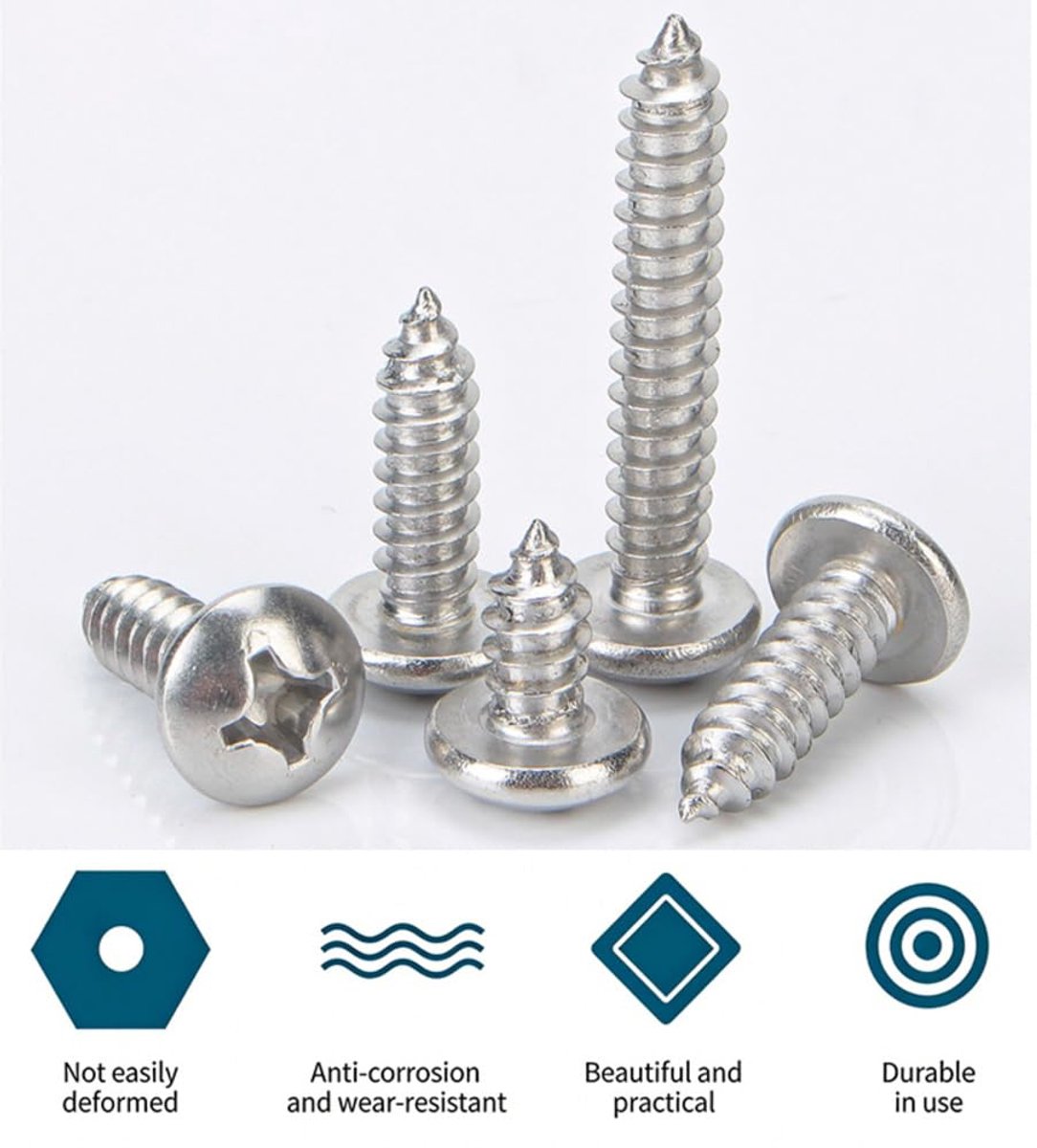 Schroeven, 40 stuks, M5 x 16 mm, kleine schroeven, platte kop, plaatschroeven, roestvrij staal, platte kopschroeven, kruiskopschroeven voor hout, spaanplaat, vezelplaat, kunststof