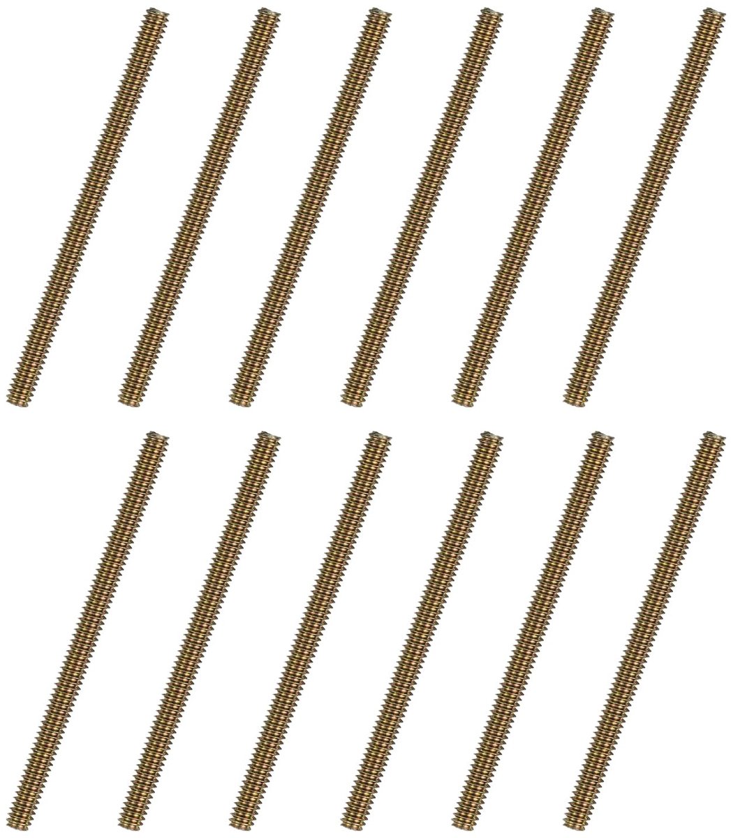12 stuks schroeven met volledige schroefdraad, 1/4 x 3-1/4 inch, alle draadpennen, lange schroefdraadschroeven, koolstofstaal voor meubels, leuning, montage, bevestiging, aansluiting, frame,