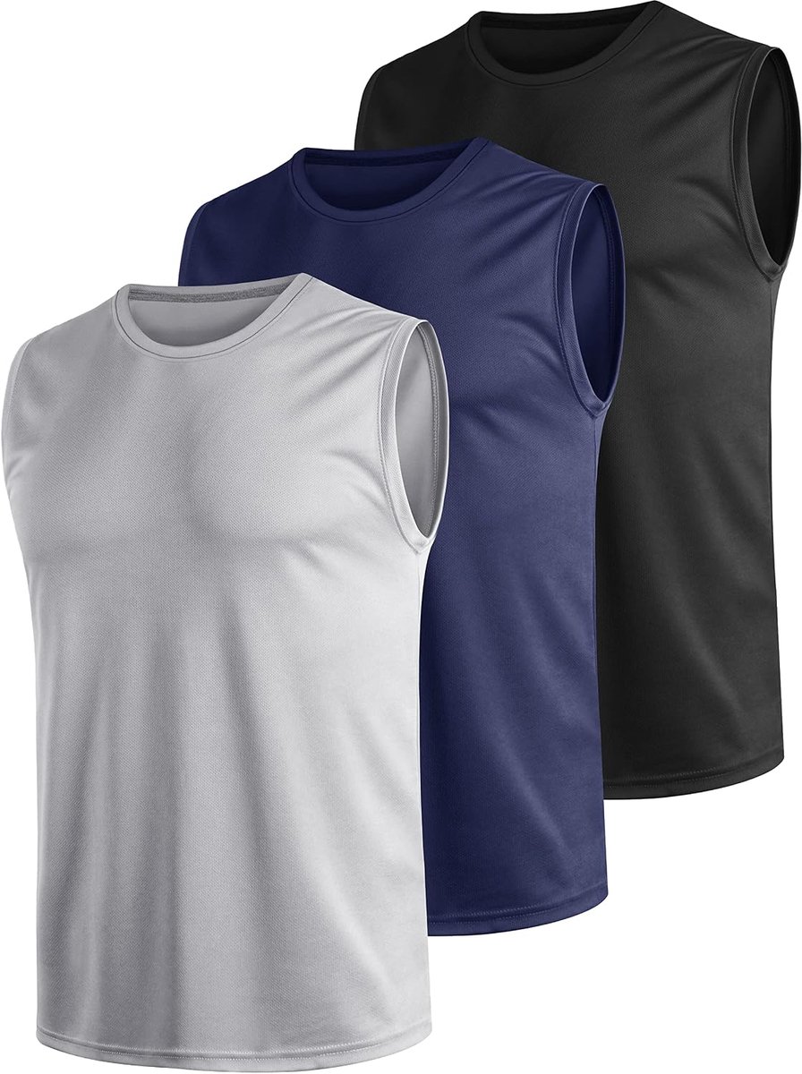 3Pcs Tank Top Voor Mannen Gym Mouwloze Running Sneldrogende Ademend Mannen Vesten Multipack