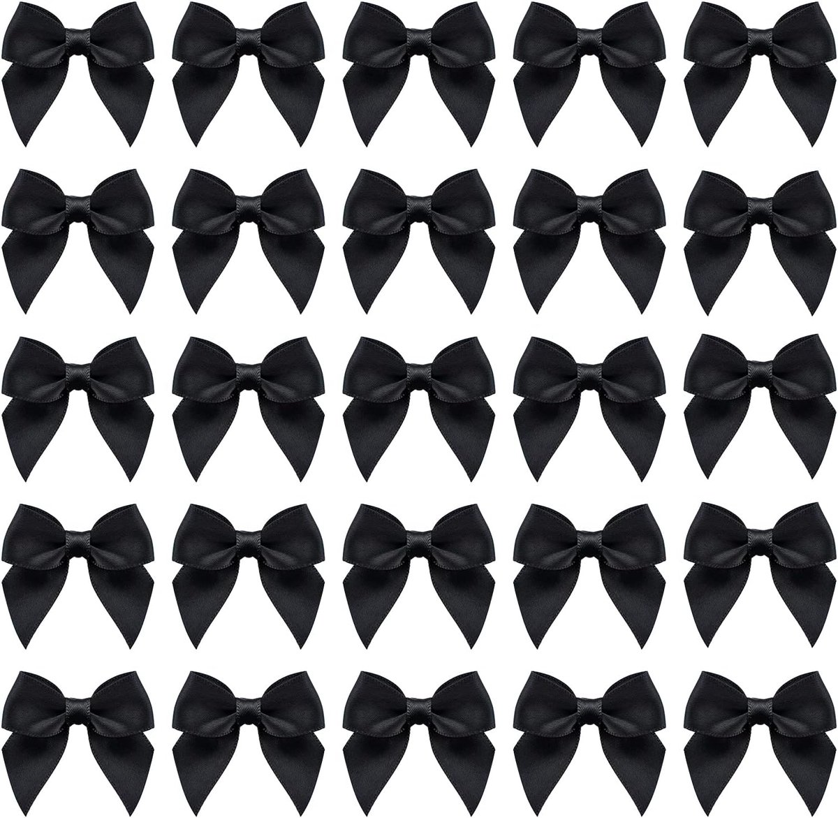 Mini-satijnen lintstrikken, 50 stuks, zwart, polyester, decoratief en elegant, bruiloften, verjaardagen en feesten, feestelijke gelegenheden