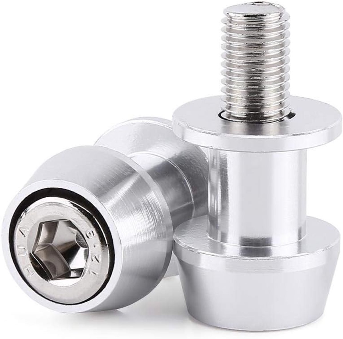 Motorfiets Aluminium zwenkarmspoelschuiven Stand Achterbrugklossen(8MM-Zilver)