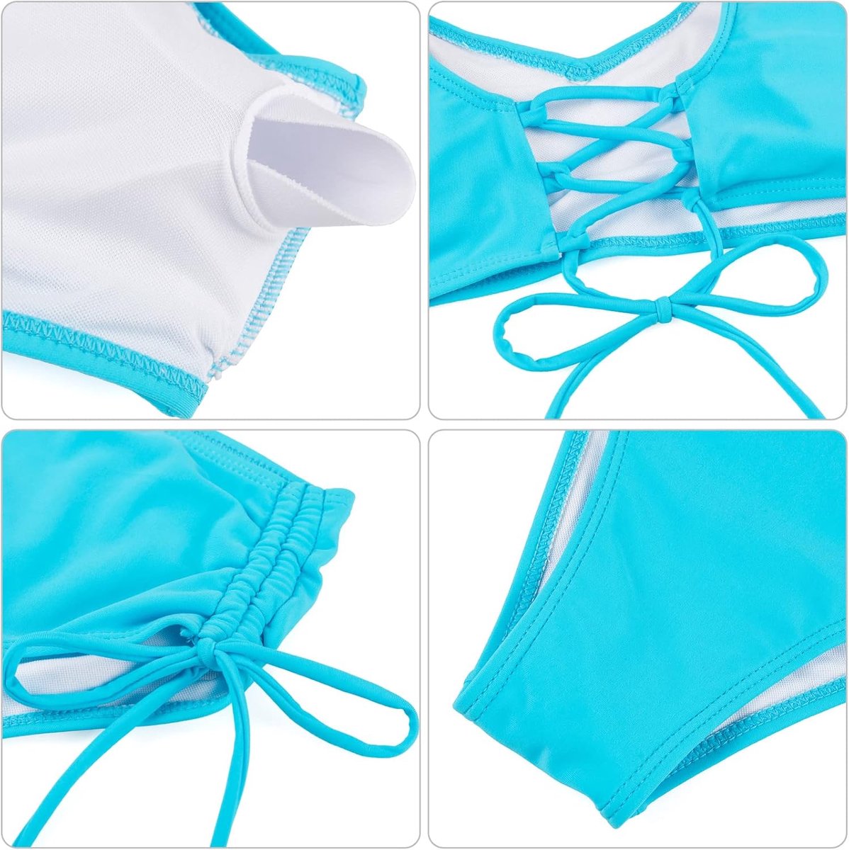 Heekpek Bikini voor vrouwen, hoog getailleerde zwemkleding, kruislingse bikini, push-up, zijknoop, bikinisets met ruches, 2-delig badpak, badpakken