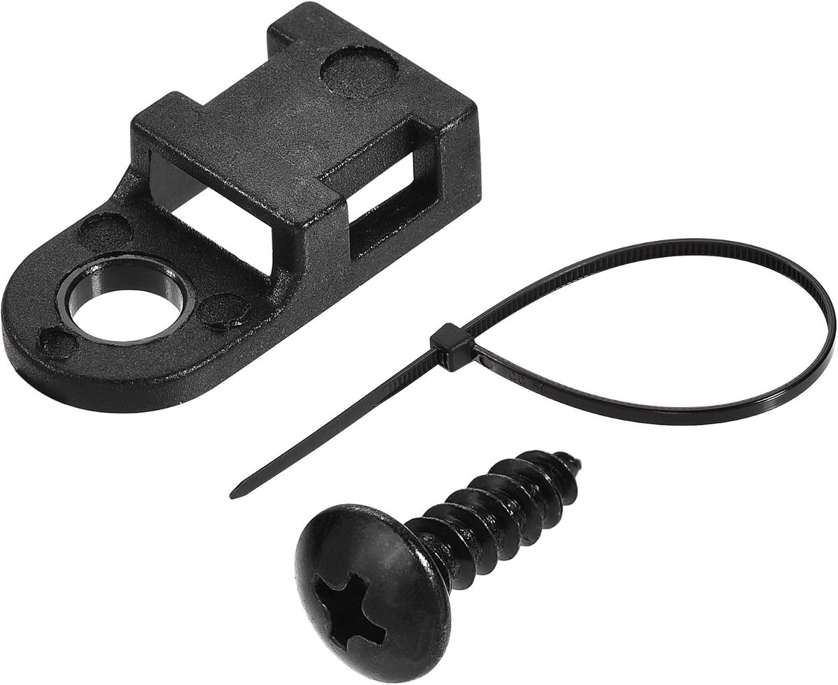 Sourcing map 19 mm x 9 mm x 4,6 mm nylon kabelclip met schroeven en bevestigingen, zwart, 50 stuks