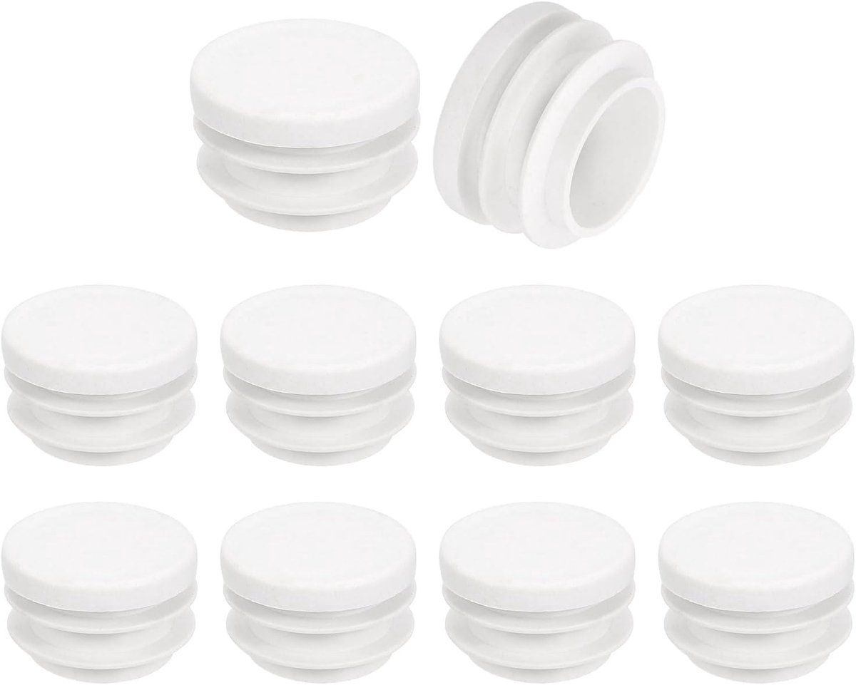 10 ronde eindkappen van kunststof, 27 mm (1,06 inch), inzetstuk voor meubelpoten, bescherming voor stoelen, banken, tafels en planken, wit