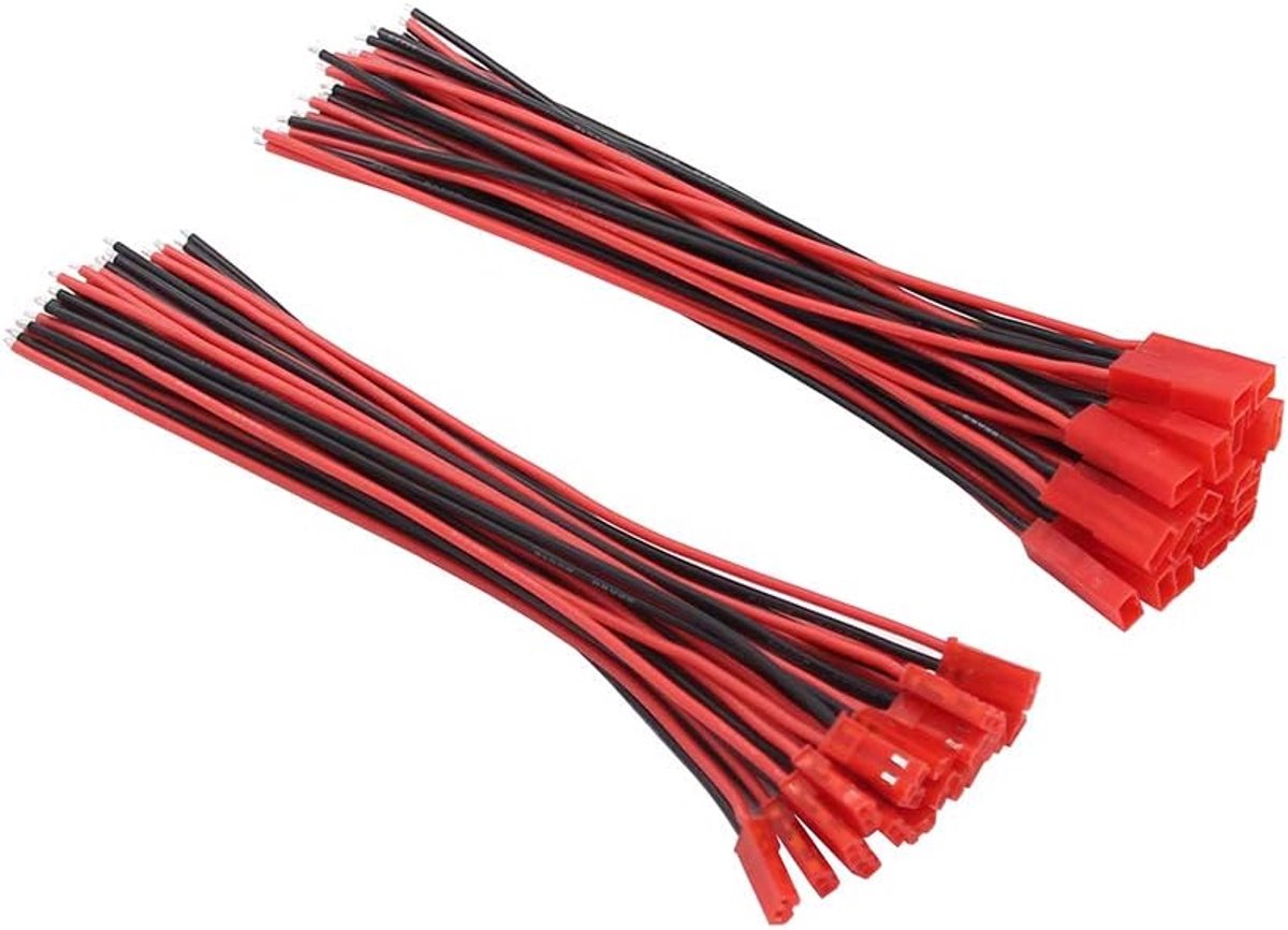 20 paar 22awg 2 Pin JST Connector Mannelijke Vrouwelijke Plug 15 cm Siliconen Draad voor LED Lamp Strip RC Speelgoed BEC Batterij (Pack van 20)
