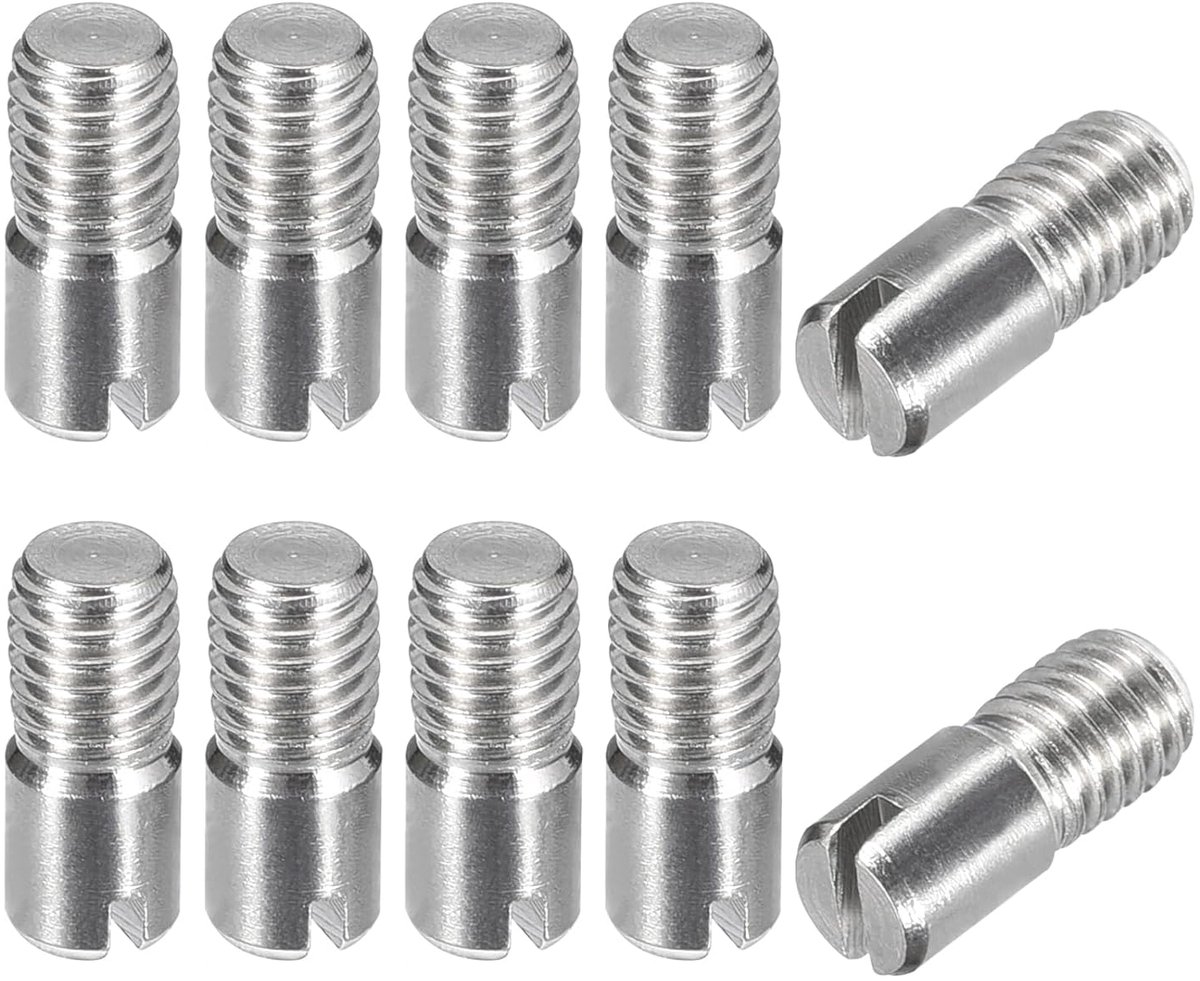 sourcing map 10 stuks M5 x 12 mm cilindrische pennen met sleuf van 304 roestvrij staal, schroefdraadpennen voor het positioneren van meubels en kasten