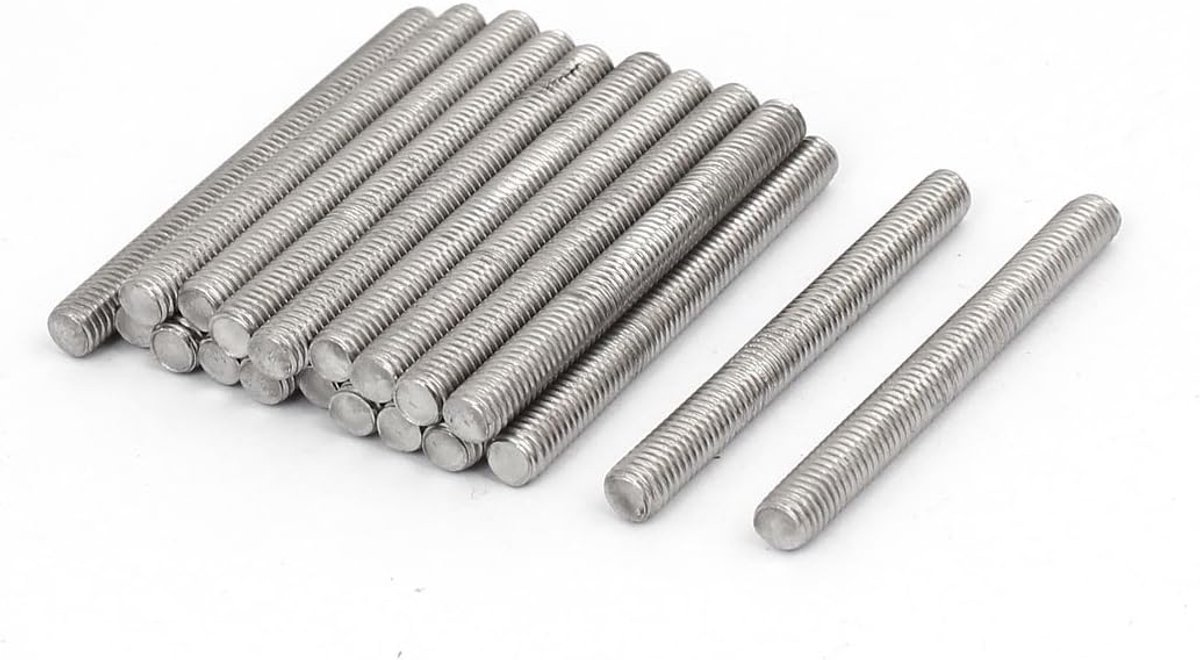 M5 x 50mm 304 roestvrij staal volledig schroefdraad staaf Studs Zilver Tone 20 Stks