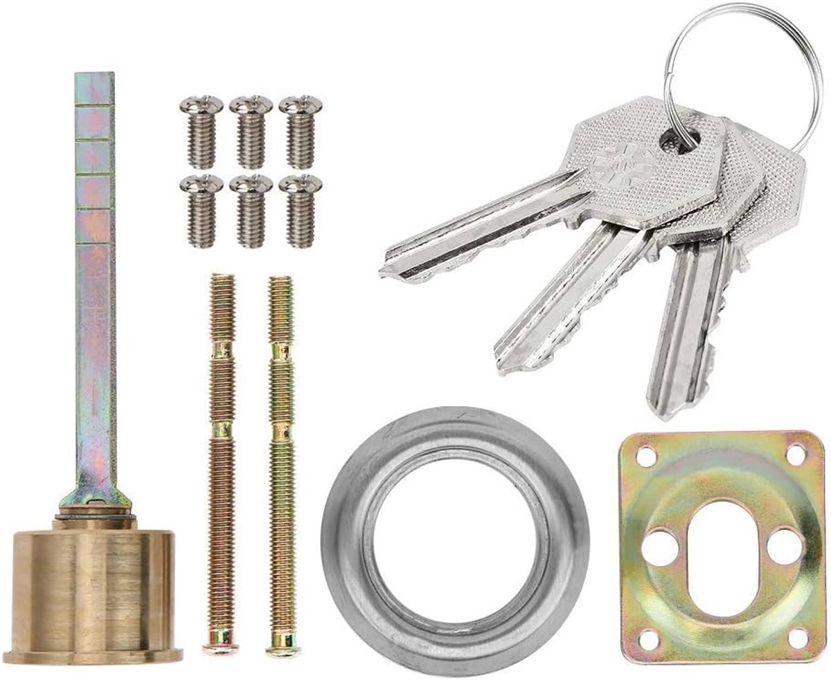Slotcilinderset, koperen veiligheidsslot, 30 mm/1,3 inch mechanisch slot, rond cilinderslot met 3 sleutels, voor ijzeren houten veiligheidsdeuren kast