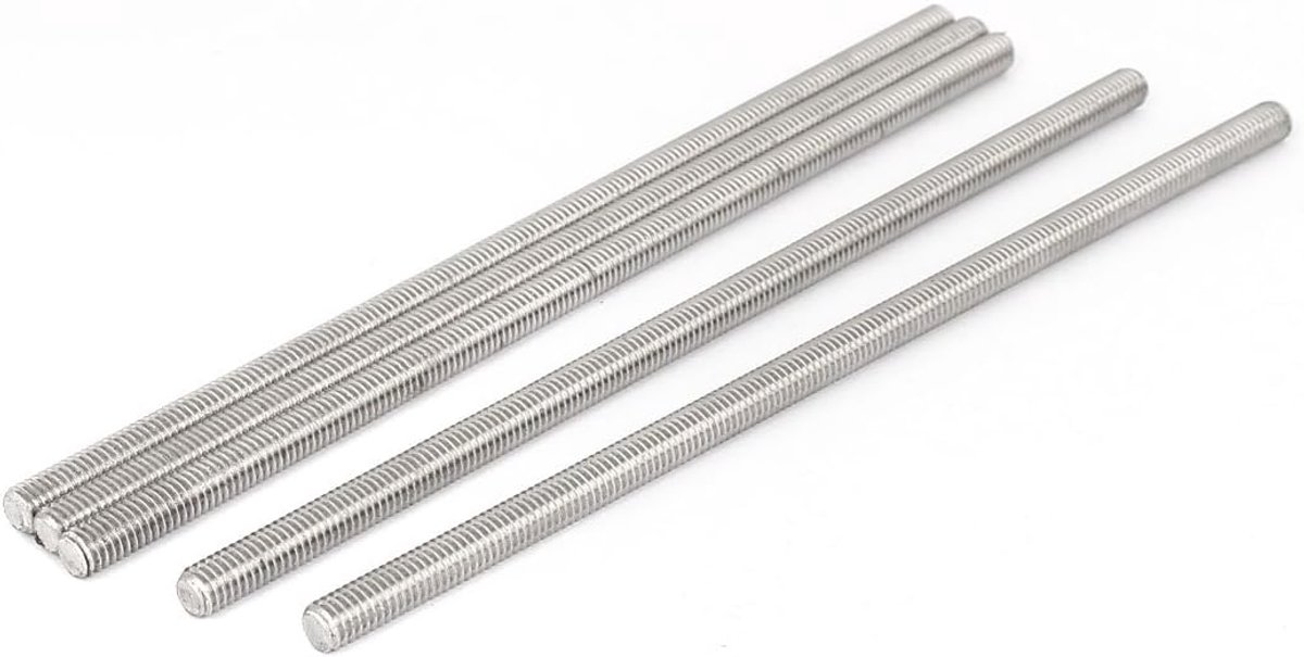 sourcingmap M6 x 160mm 304 roestvrij staal volledig schroefdraad staaf Studs Hardware 5 Stks
