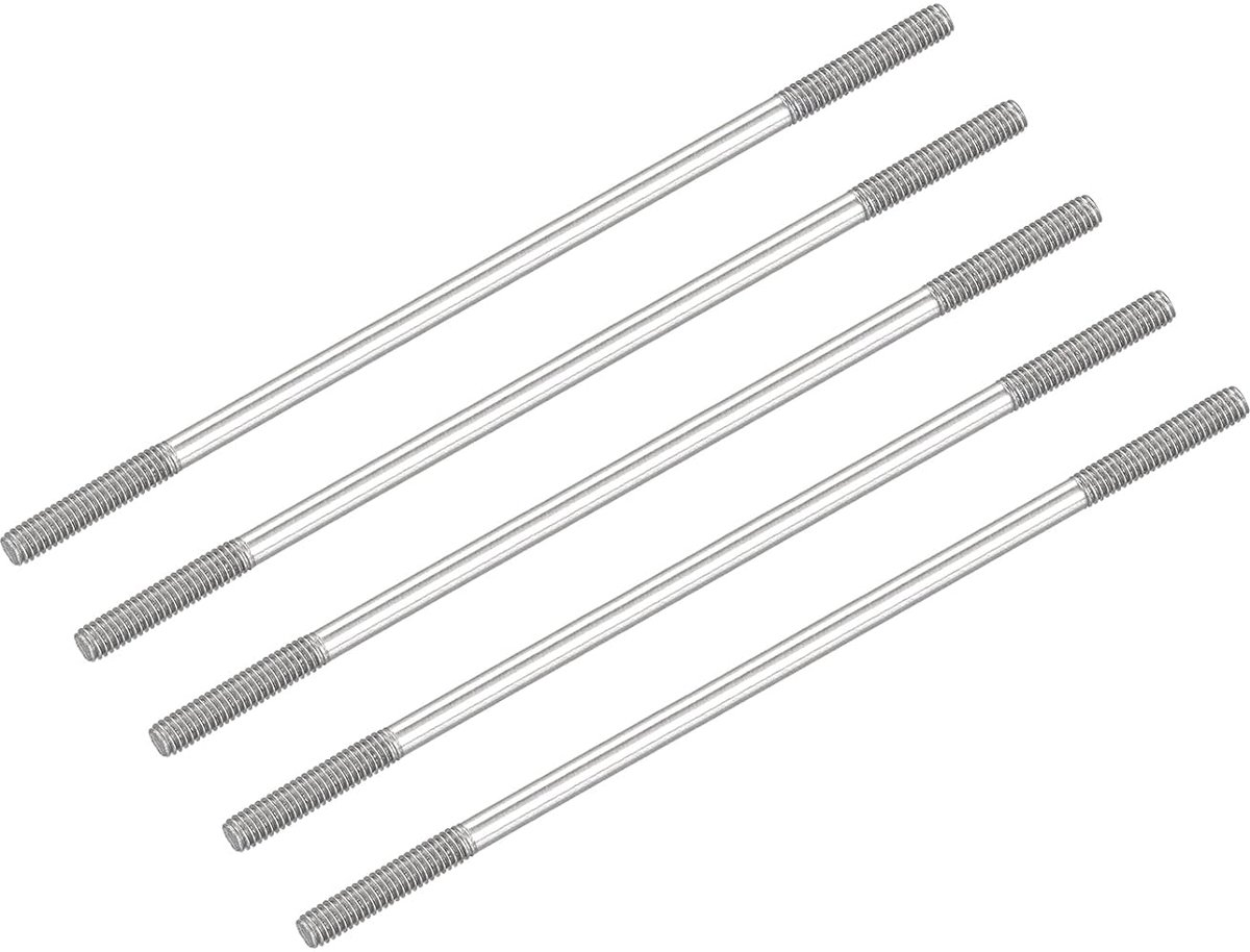 Dubbele schroeven (M4 schroefdraad 90 mm lengte), 5 stuks, 304 roestvrij staal, dubbele draadstang, voor reparaties thuis