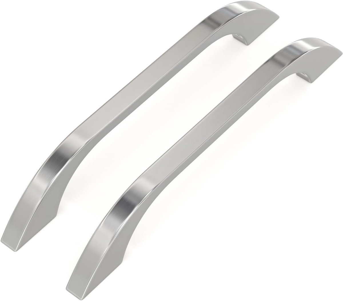 5 stuks kastgrepen, zilver glanzend, 128 mm gatafstand handgrepen voor keukenkasten, aluminium handgrepen meubels, moderne naadloze gebogen meubelgrepen voor laden en kledingkast