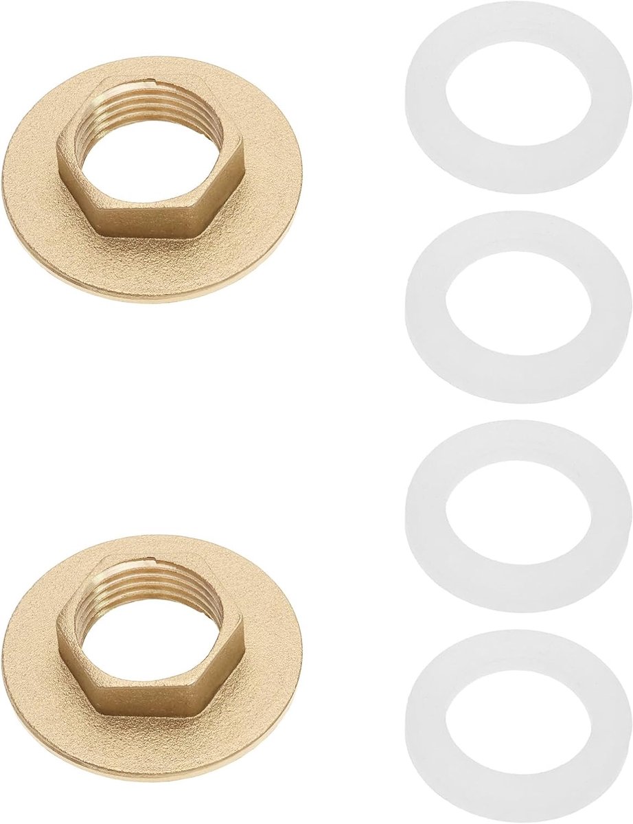 Moer Installatie Kit, 2 Sets, 1/2 Inch | Messing borgmoeren met pakkingen, kraanbevestigingsborgmoer, voor buitentuinen, wasmachines, airconditioners