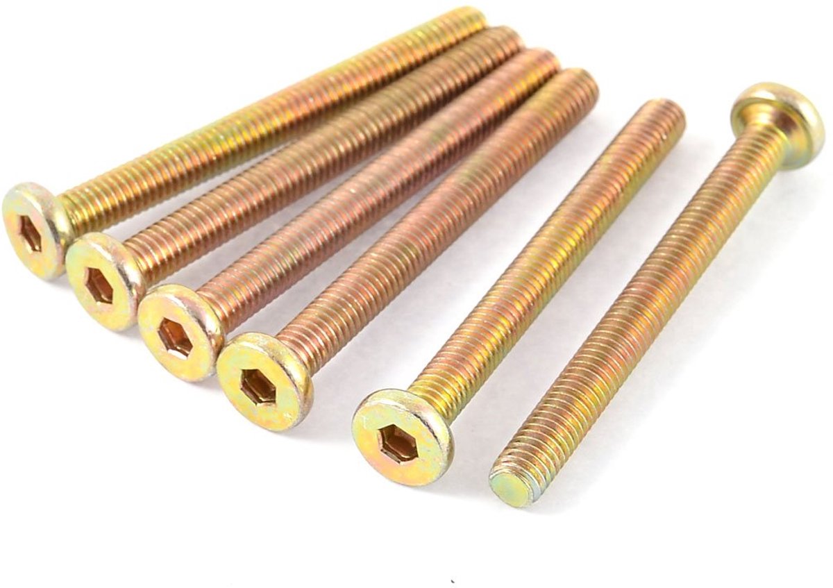 M6 x 60mm Buitendraad Hex Socket Hoofd Cap Schroef Bout Brons Tone 6 Stks