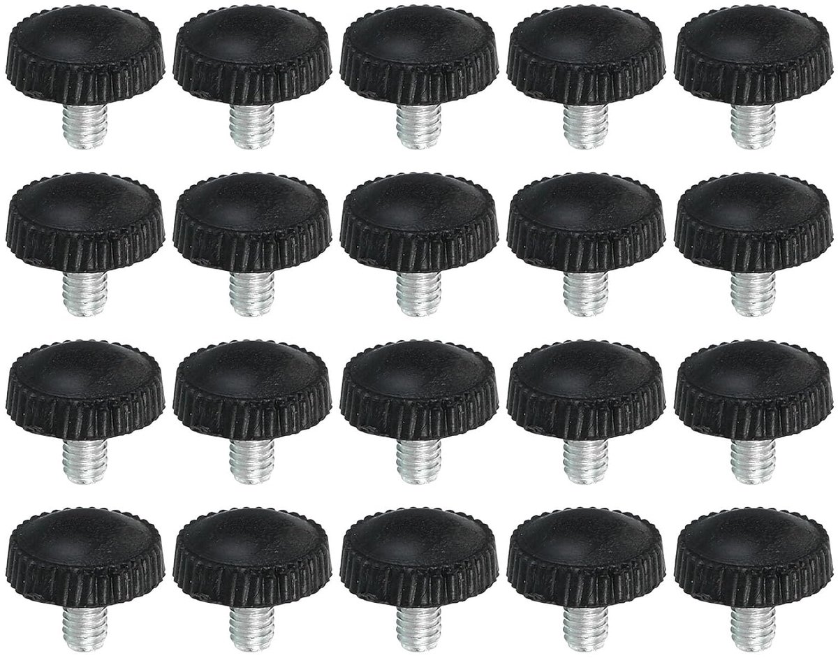 Gekartelde Inch Schroef, 20 Pakket Mannelijke Ronde Schroefdraad Klem Knopen Handvat Bouten Montage Bevestigingen voor Verlichting Meubels Hardware Zwart