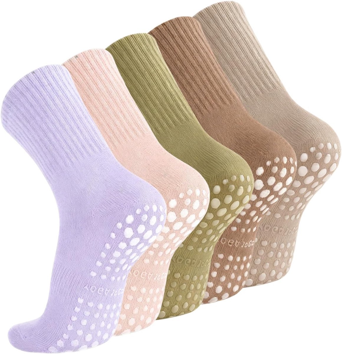 Sokken voor dames en heren, antislip pilatesokken voor ballet, ziekenhuis, dans, trampoline, barre, 5 kleuren
