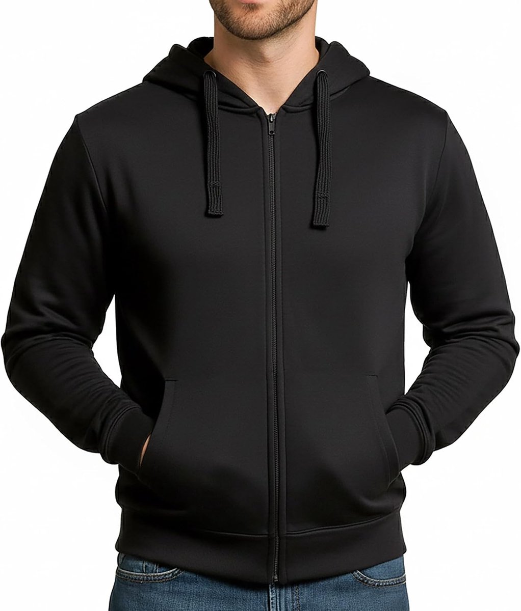Apparel Premium Heren Hoodie met Rits - Zwaar Vest met Zijzakken met Rits - Sweatvest 380g - Maten S-5XL