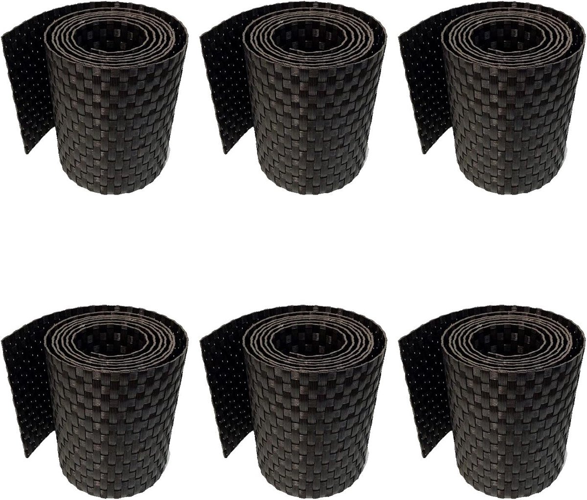 workingHOUSE Vlechtband Hekwerk Polyrotan 6x 255cm x19cm Donkerbruin | Weerbestendig & onderhoudsvrij - moderne 3D rotan-look, UV-bestendig