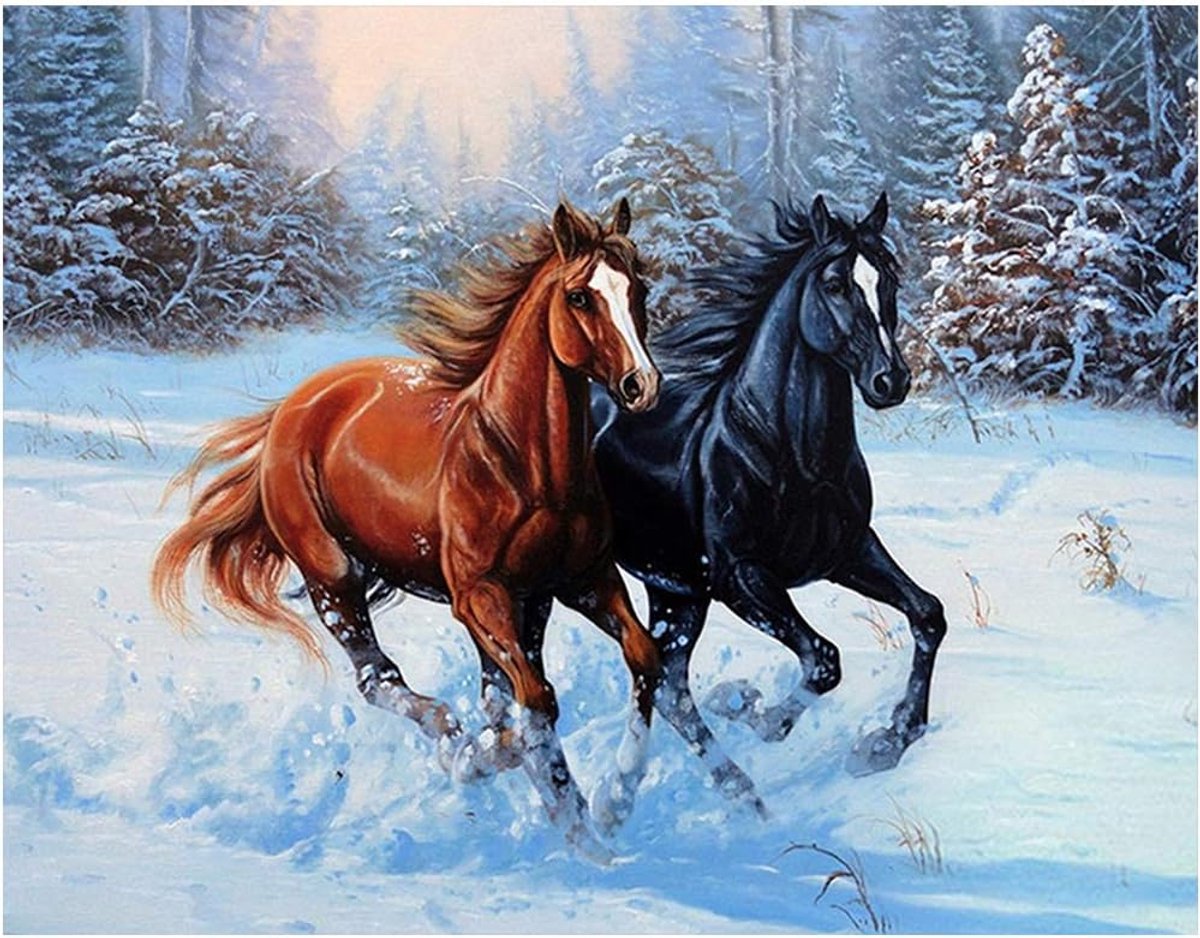 (40x50cm) DIY 5D Diamond Painting Full Square Drill Kits Running Horse Painting by Diamonds Embroidery Supplies Rhinestone Picture Wall Art Canvas Square Craft for Home Wall Decor