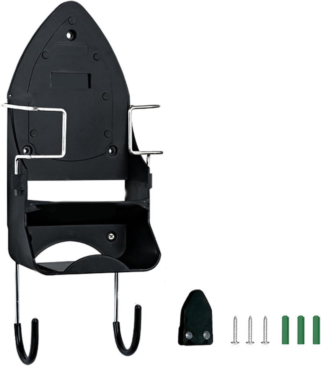 Strijkplank rek - Muurhouder Organizer - Wasruimte Opbergen - Roestbestendige Coating - 41x12.8cm - Zwart