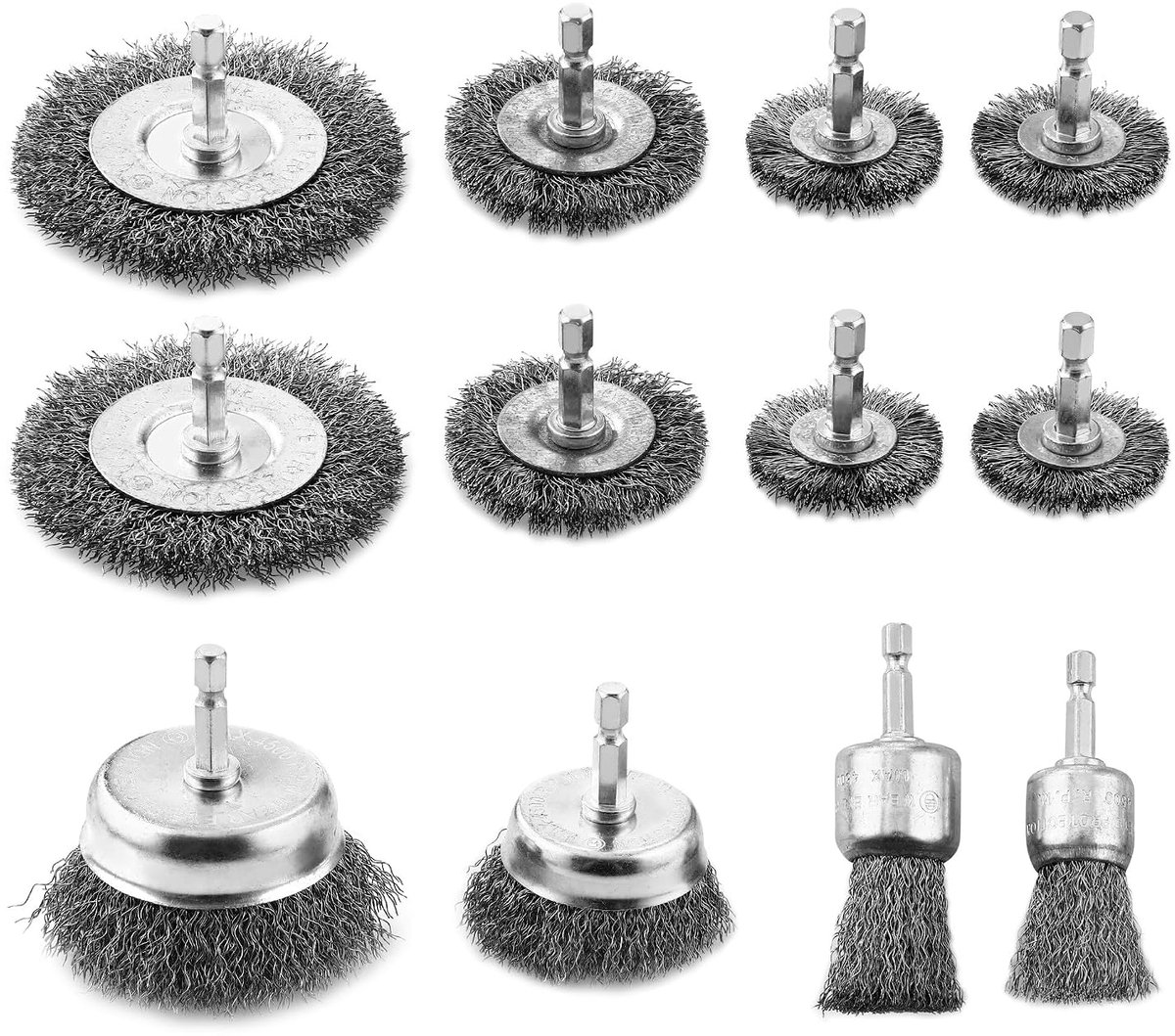 drahtbürste boormachine 12-delige set. 6 mm draadborstelschroevendraaier met Sechskant draadborstel. Stahlbürste kan worden gebruikt voor Entrosten, Schleifen, Polieren en Entgraten gebruikt worden.