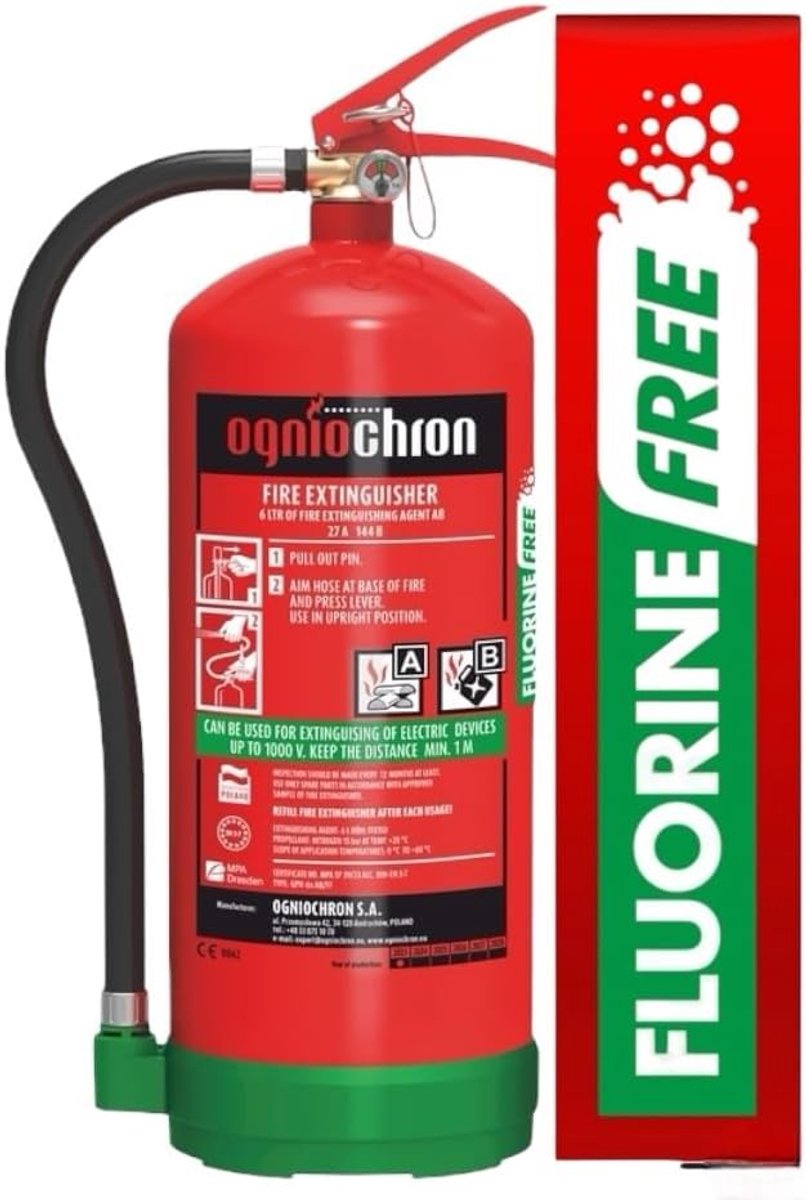 Brandblusser 6 liter - PFAS vrij - UV beschermende coating - Veiligheid bij brand - SnelShoppen