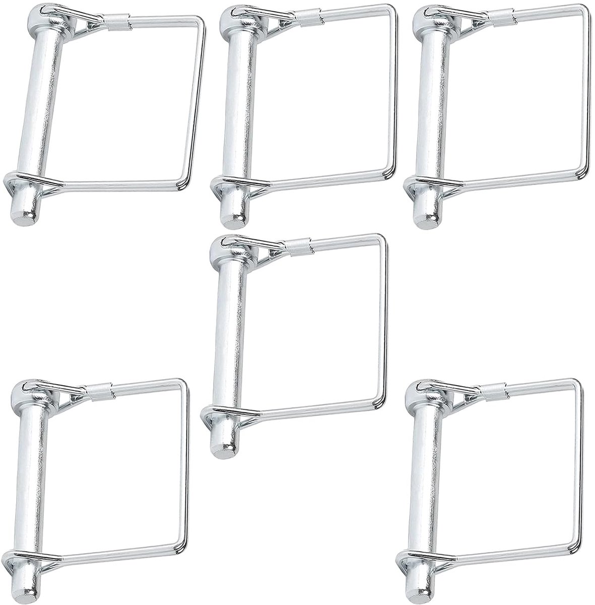 6 stuks, 6 x 55 MM koppelingspen, borgbout, rechthoekige splitpennen, buisklapsplitten met vergrendeling, voor boerderijaanhanger, boerderij, tuin