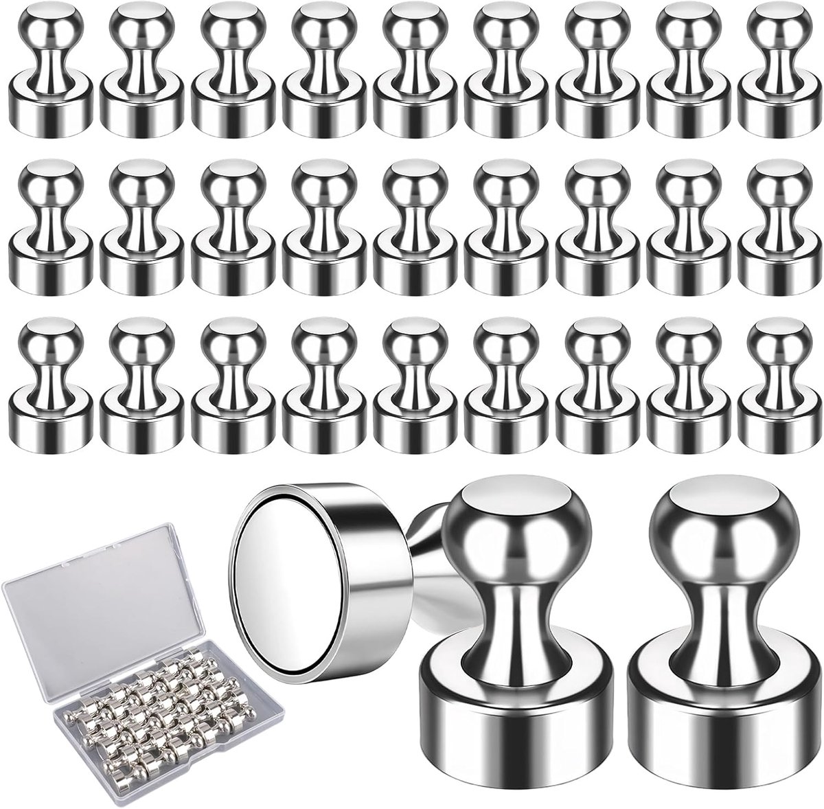 Neodymium magneten 30Pcs - extra sterke kegelmagneten 12mm x 16mm - mini magneten met opbergdoos - SnelShoppen