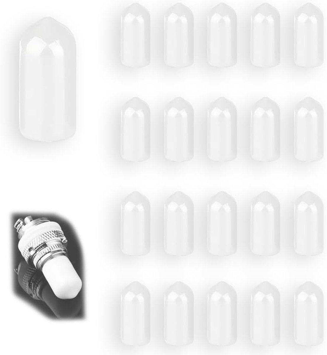 Rubber eindkappen 200 stuks - witte rubberen schroefdoppen - beschermt schroeven en kabels - SnelShoppen