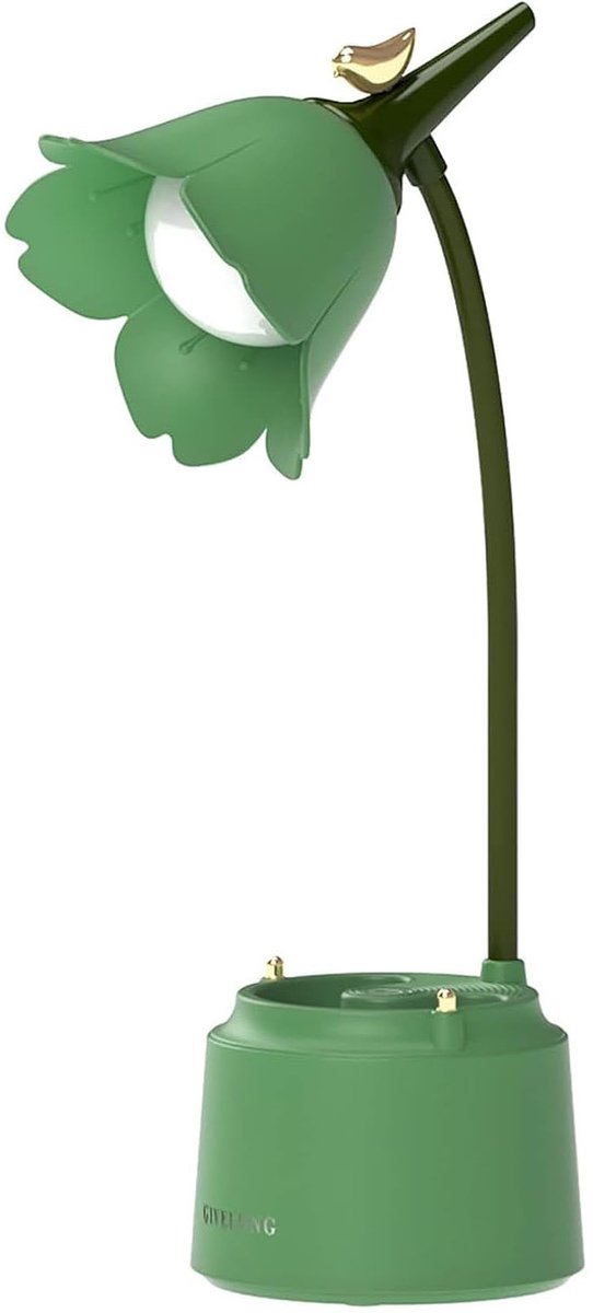 Casalora Kinderlamp - Bloemvormige oplaadbare bureaulamp - Dimbare LED-tafellamp - 3 kleurtemperaturen - Oplaadbaar - Touchbediening - Geschikt voor lezen, studeren en werken - Groen