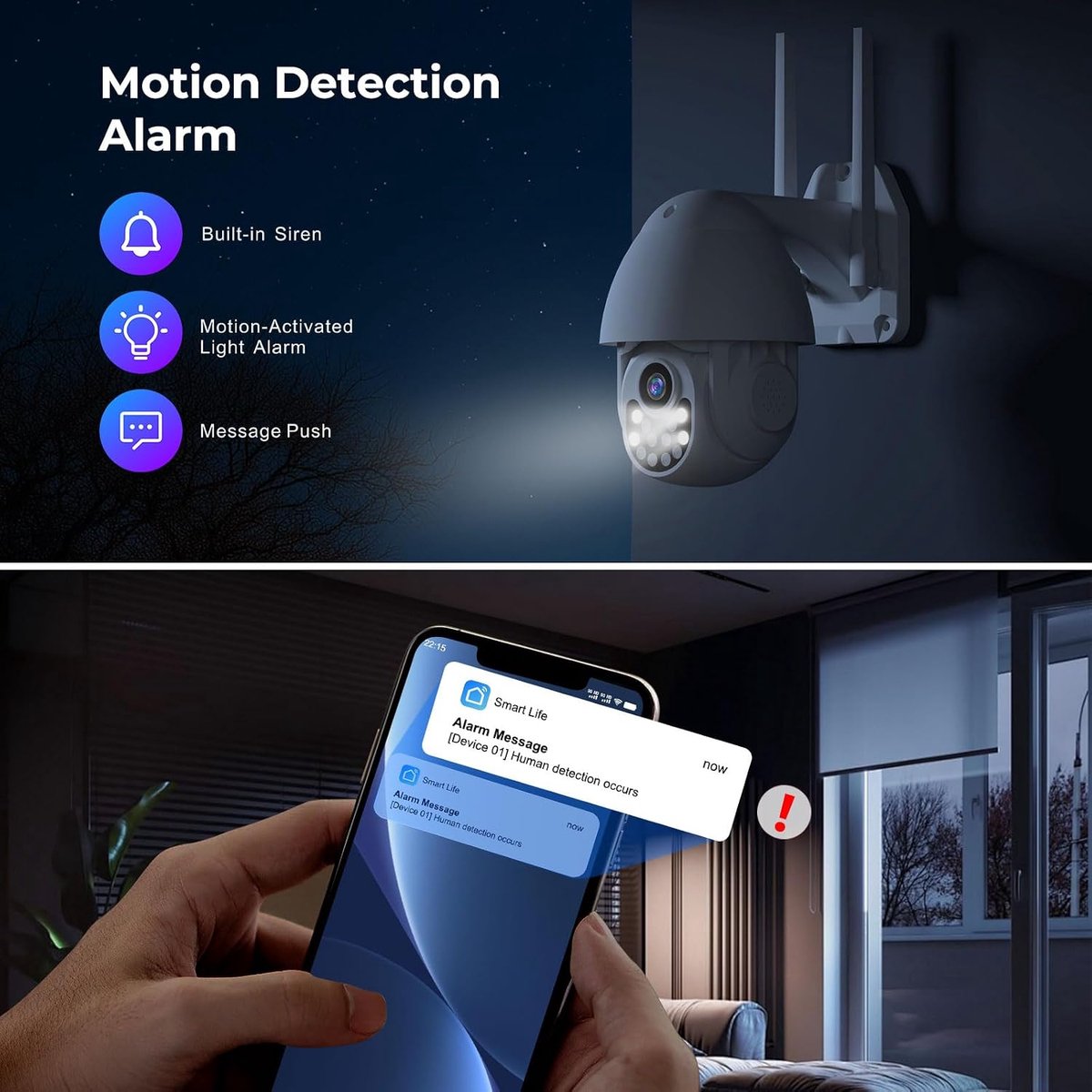 Beveiligingscamera Buiten - Kleur Nachtzicht - Mensdetectie - Automatische Tracking - SnelShoppen