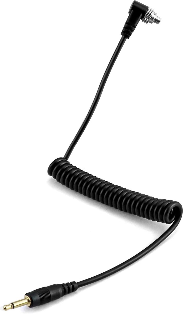 PC-sync kabel 30-105cm - rechte 3.5mm plug - rechte hoek aansluiting - ideaal voor flitsapparatuur - SnelShoppen
