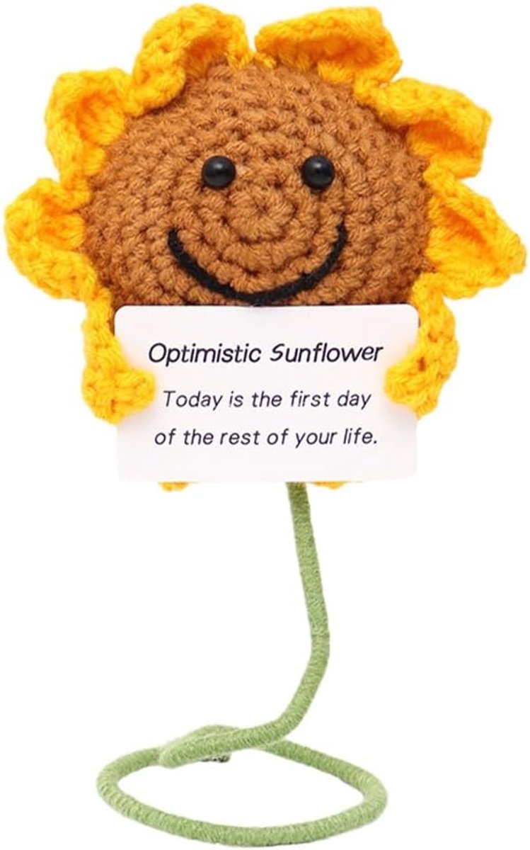 Gehaakte zonnebloem ornament - pluche stof - handgemaakt - positieve energie voor vrienden - SnelShoppen