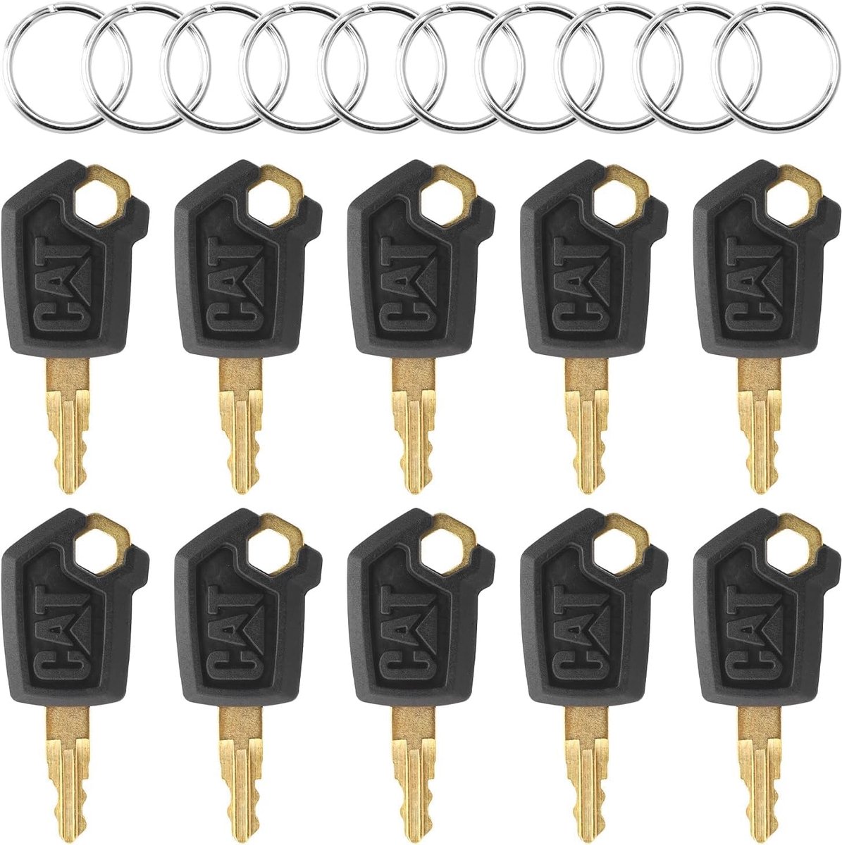 SnelShoppen - 10 Stuks Universele Sleutels voor Bouwmachines - Heavy Duty Start Sleutelset voor Zware Machinerie - Hoogwaardige Kunststof en Metaal -