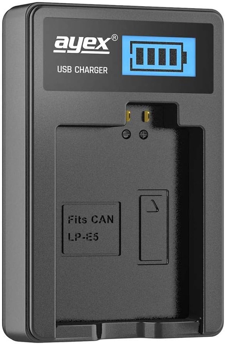 USB oplader voor Canon LP-E5 batterijen - LCD laadindicator - compatibel met 450D 500D 1000D - SnelShoppen
