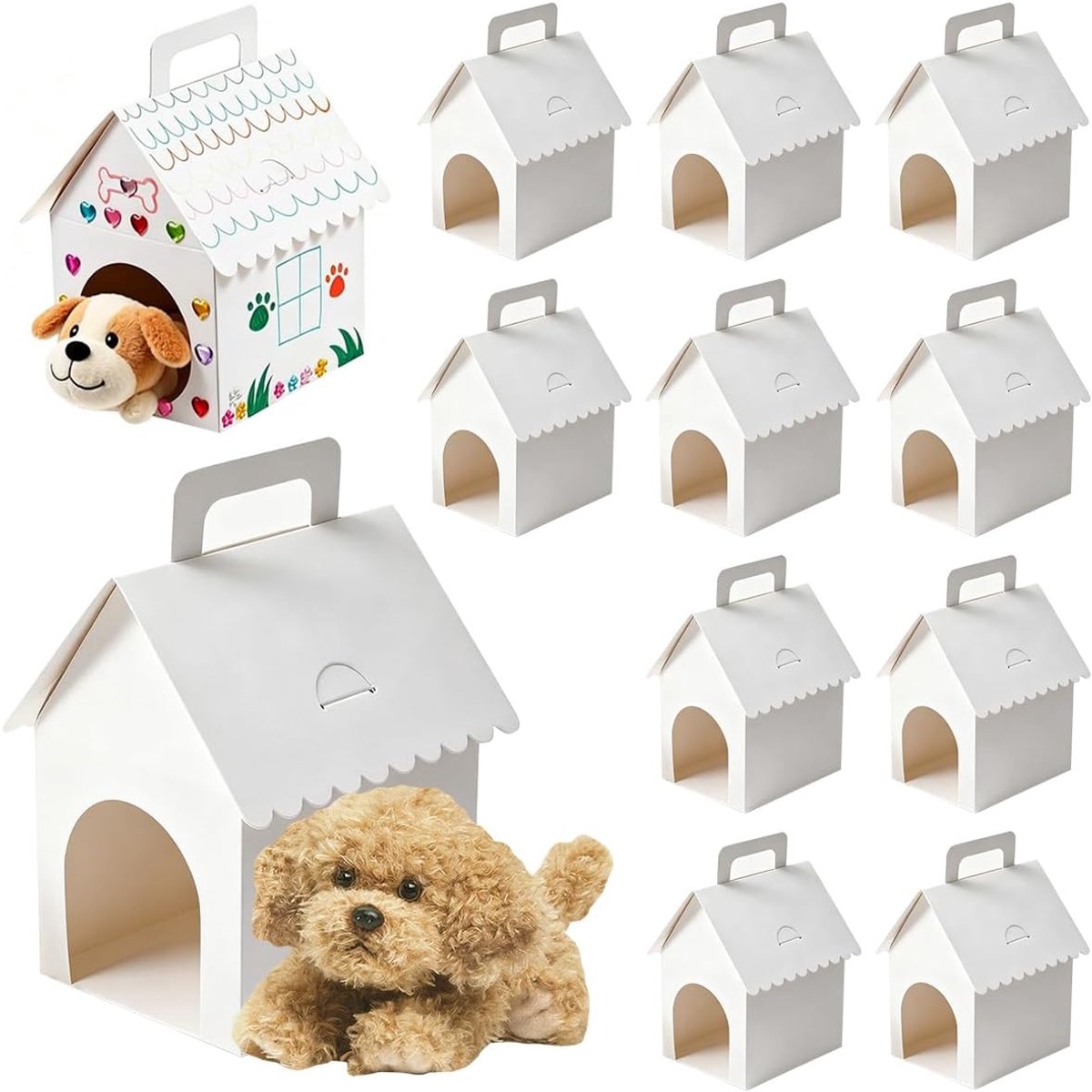 Cadeaudozen 10 Stuks - Blanco Huisvorm - Opvouwbaar en Stevig - Voor hondenadoptie-evenementen - SnelShoppen
