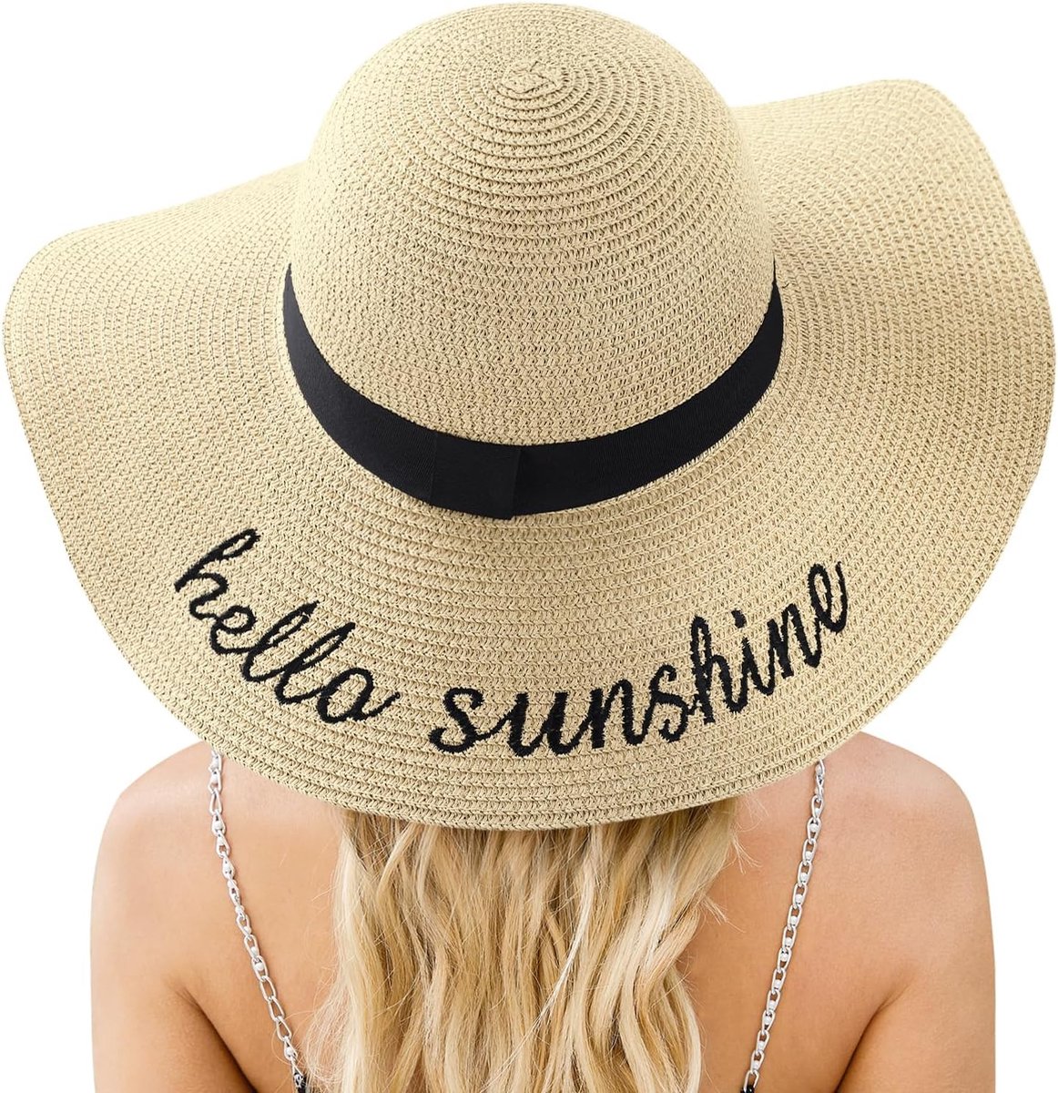 Strandhoeden dames - opvouwbare strohoed - UPF 50+ uv-bescherming - ideaal voor zomerse dagen - SnelShoppen