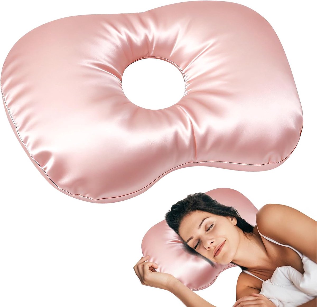Piercing kussen 42 x 31 x 10 cm - zacht polyester - ondersteunt oorpiercings - ideaal voor zijslapers - SnelShoppen