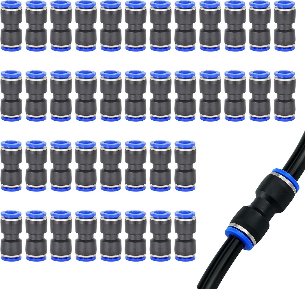 Pneumatische connectoren set 40 stuks - 4 mm - lekvrije snelkoppeling - voor industriële automatisering - SnelShoppen