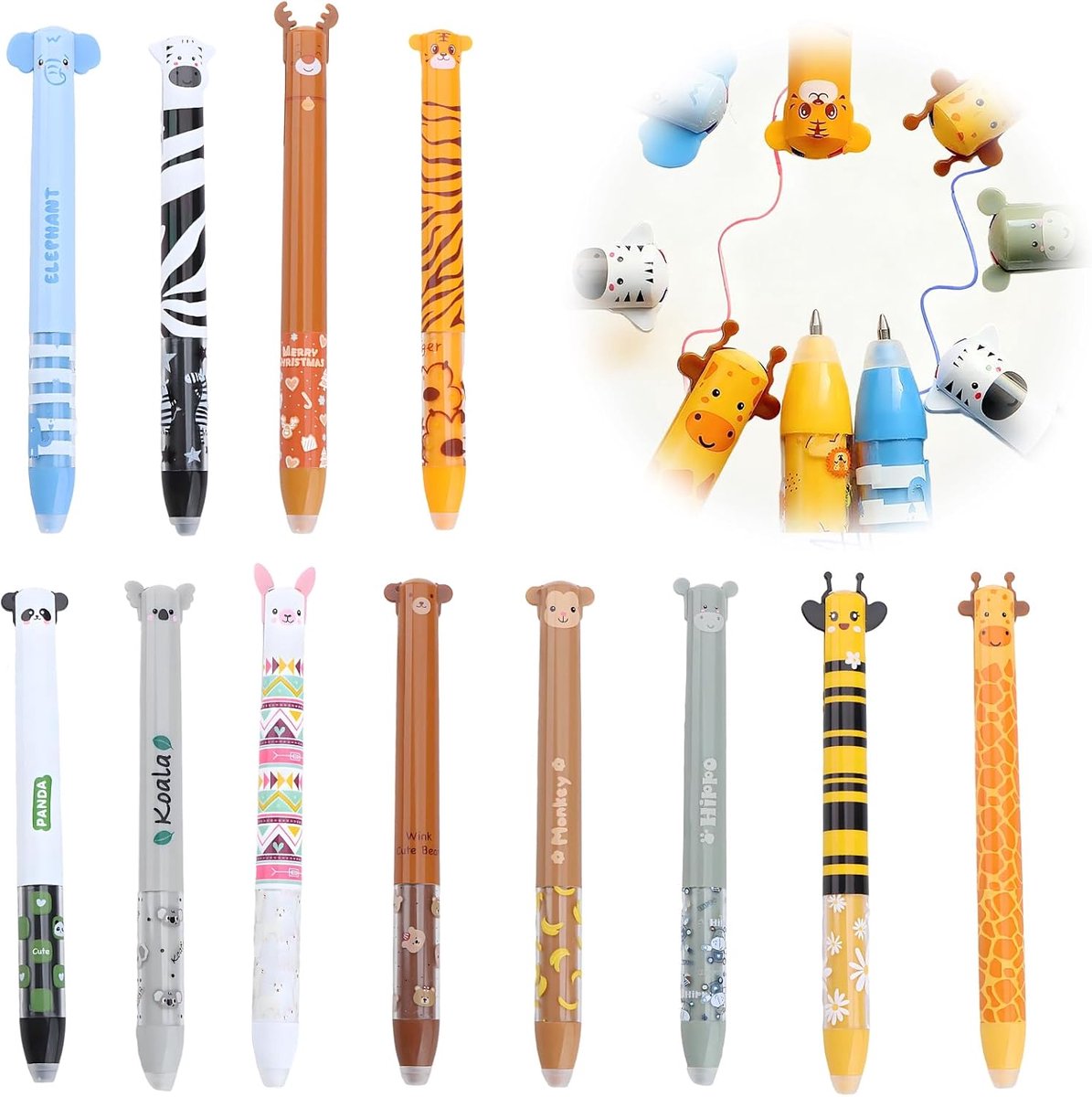 Erasable gelpennen 0.5mm - diverse dierenontwerpen - met wisfunctie - ideaal voor nauwkeurig schrijven - SnelShoppen