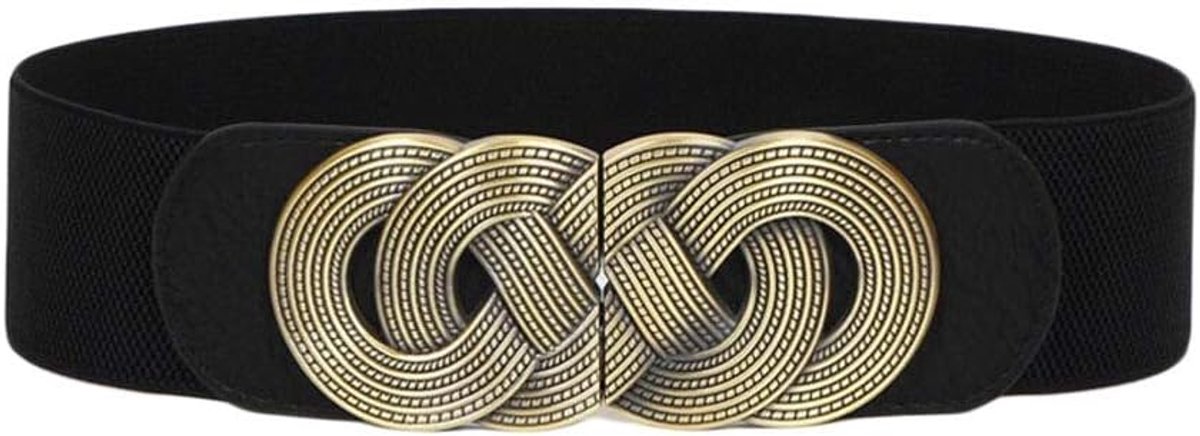 Vintage brede tailleriem voor dames, decoratieve tailleband voor jurken, rekbare cinch-riem, zwart, Eén maat