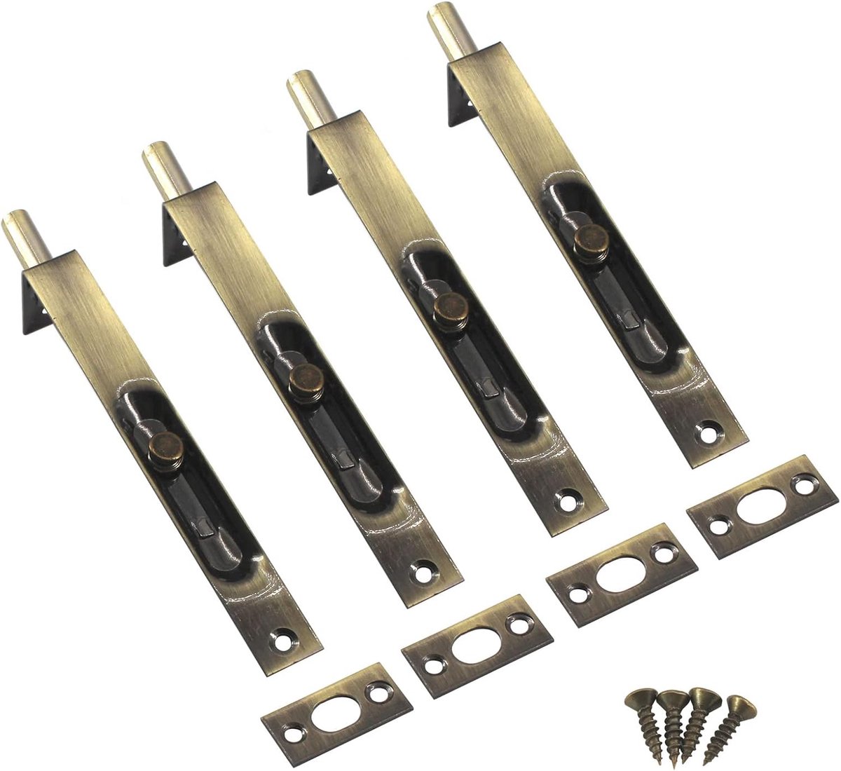 10 Inch Roestvrij Staal Verborgen Deurslot Flush Slide Klink Bolt met Schroeven Brons (4 stuks)