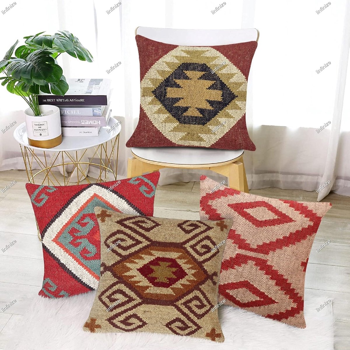 Kussensloop 45x45 cm - Turkse wol jute - Vintage handgeweven - Perfect voor decoratie - SnelShoppen