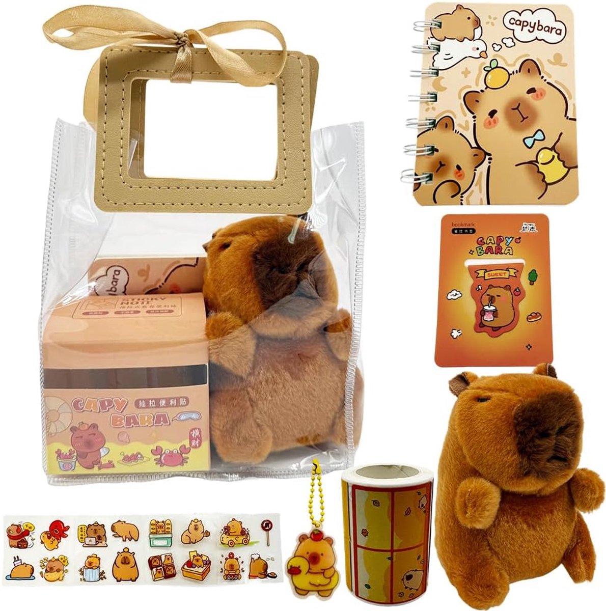 Capybara schrijfwarenset Capybara schrijfwarenset bevat stickers, blinde sleuteldozen, zelfklevende noten, spoelboeken, cadeau voor meisjes, jongens en kinderen