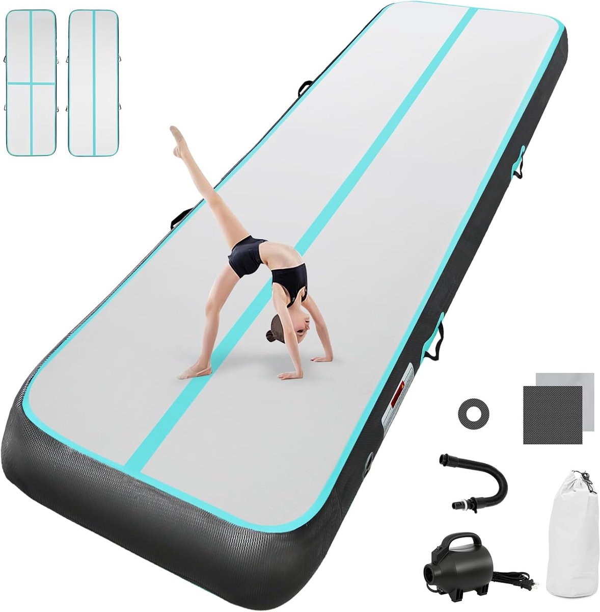 Airtrack matte Met elektrische luchtpomp, 10 cm/20 cm hoog, 2 m/3/4 m/5 m/6 m, opblaasbare turnmat, mat, gymnastiekmat, yogamat, camping, trainingsmat