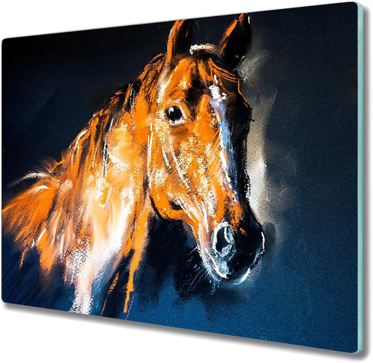 Glazen Snijplank 60x52cm Keukenplank Trancheerplank Kookplaatafdekking Gehard Glas Fornuisafdekplaat - Paard