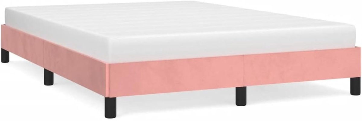 MAKER Hoofdeinde van fluweel, roze 140 x 190 cm, massief houten frame met geïntegreerde lattenbodem van multiplex, elegant en comfortabel design voor de slaapkamer